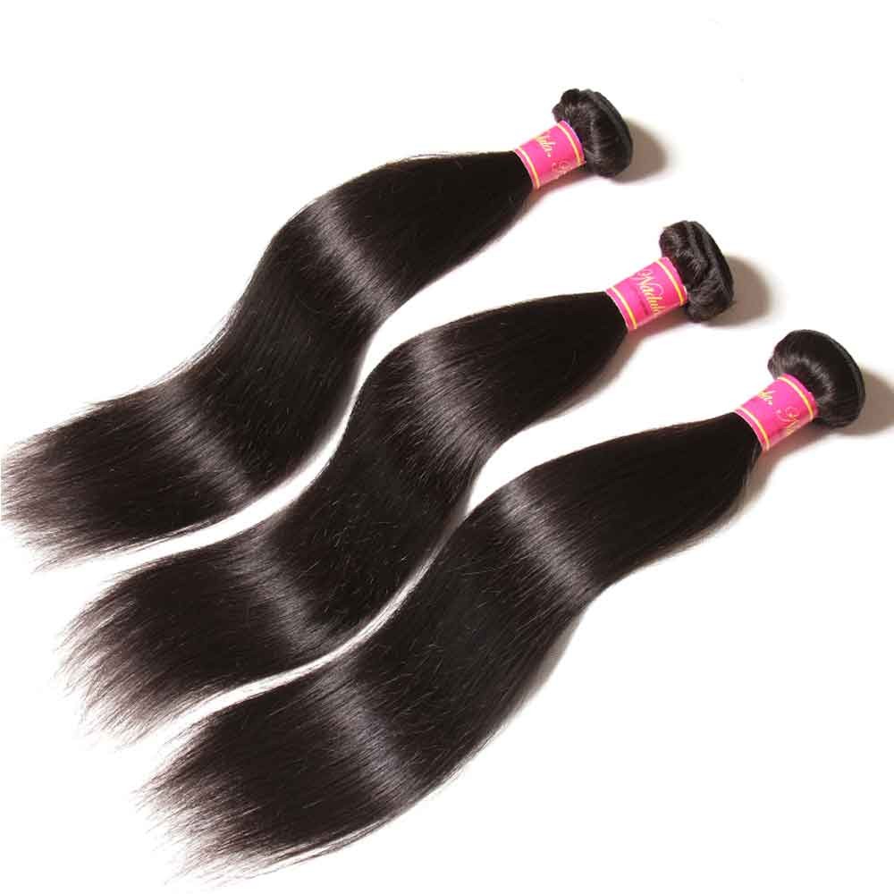 Idolra Straight Virgin Hair Weave 3 Bundles With Lace Frontal Closure 13x4 Ear To Ear